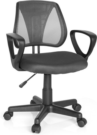 hjh OFFICE Kinderdrehstuhl KIDDY CD in Schwarz mit Armlehnen aus Stoff und Netzstoff