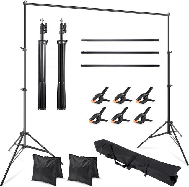 SAEIV Hintergrundständer Set in Schwarz, verstellbares Hintergrundstützsystem für Fotowände und Fotostudios, Breite: 2 m, Höhe: 2 m - Bild 1