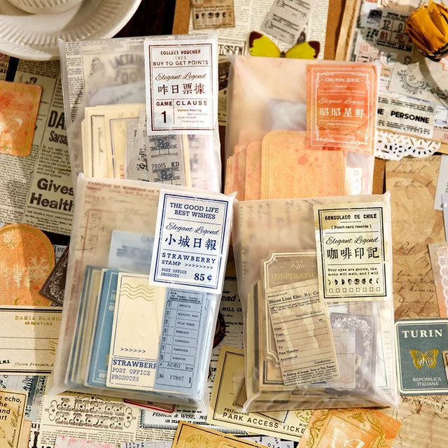 Journamm Vintage Memo Papier Kit für Scrapbooking und Junk Journal, 100 Teile, Multicolour - Bild 1
