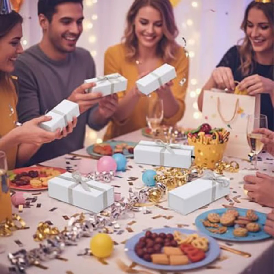 Quadratische Geschenkboxen aus Kraftpapier im Schubladenstil für große Kapazität in Blau und Pink - Bild 3