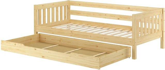 Erst-Holz Kinderbett aus Kiefer mit dreiseitiger Sicherung, Rollrost und Bettkasten, B/T/H: 90 x 200 cm - Bild 1