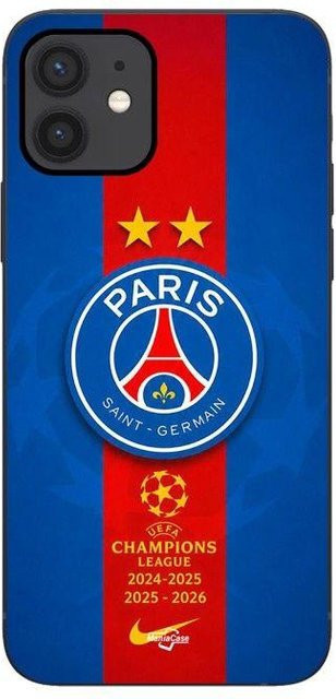 Maniacase iPhone 12 Hülle mit PSG Logo in Schwarz, Rot und Blau - Bild 1