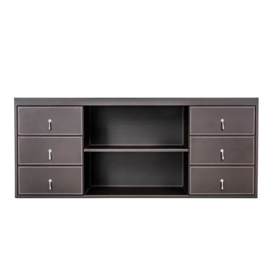 Jet-Line Aktenschrank Padova Sideboard in Braun mit Kunstleder Bezug, H: 66 cm, B: 160 cm, T: 45 cm - Bild 2