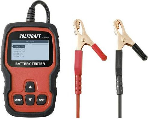 Voltcraft VC-BT100 Kfz-Batterietester 12 V und 24 V in Rot, B/T/H: 79 x 28 x 128 mm - Bild 1