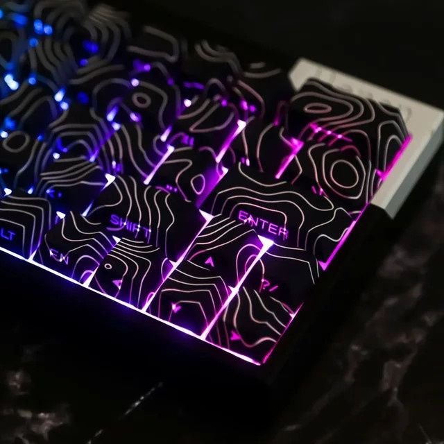 Contour 4.0 Gaming-Tastenkappen Set aus PBT in Weiß mit seitlicher Gravur und durchscheinenden Buchstaben für mechanische Tastaturen mit Magnetschaltern, 97 Tasten, kompatibel mit F75 und GMK87 - Bild 1