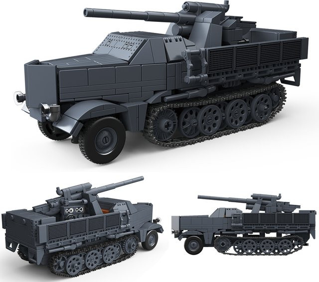 DBPALY Weltkriegs-Armee Militär-Soldaten 88 MM Flak-Transportfahrzeug, Baustein-Bausatz - Bild 1