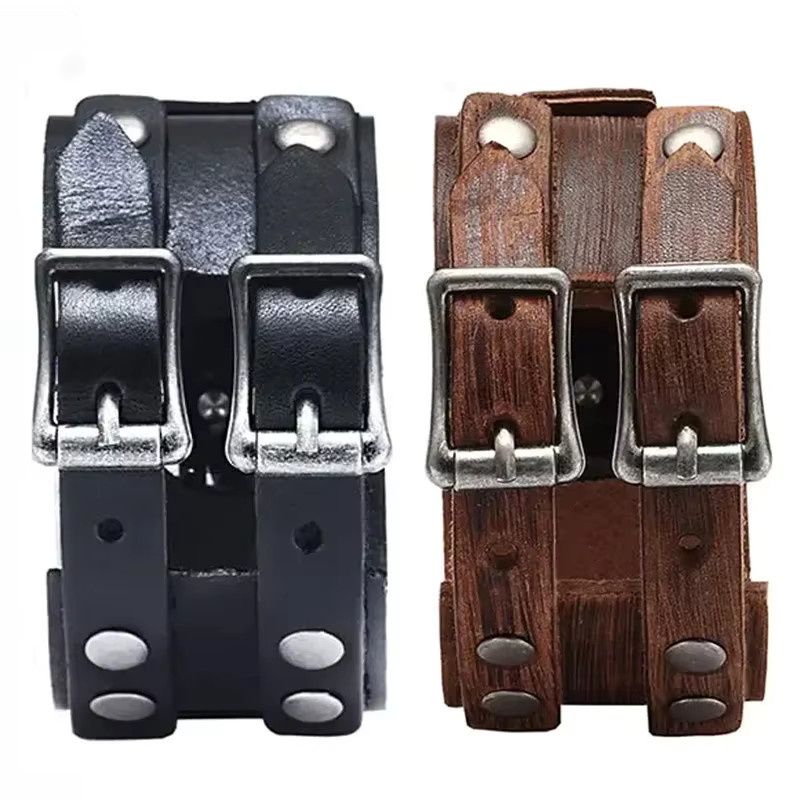 Hiyii Uhrenarmband Leder, zweireihig, Schwarz, Unisex - Bild 3