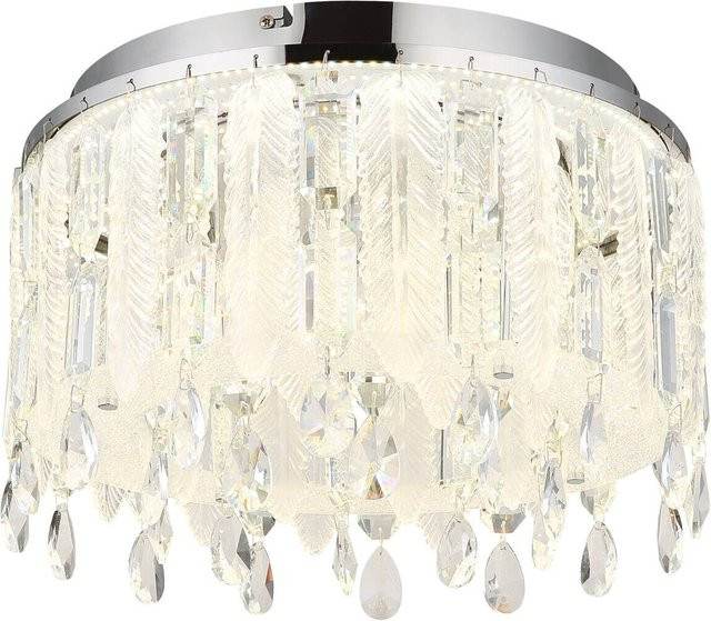 Globo Lighting Deckenleuchte Chrom und Transparent aus Metall und Kristallglas, H: 26 cm, D: 38 cm - Bild 1
