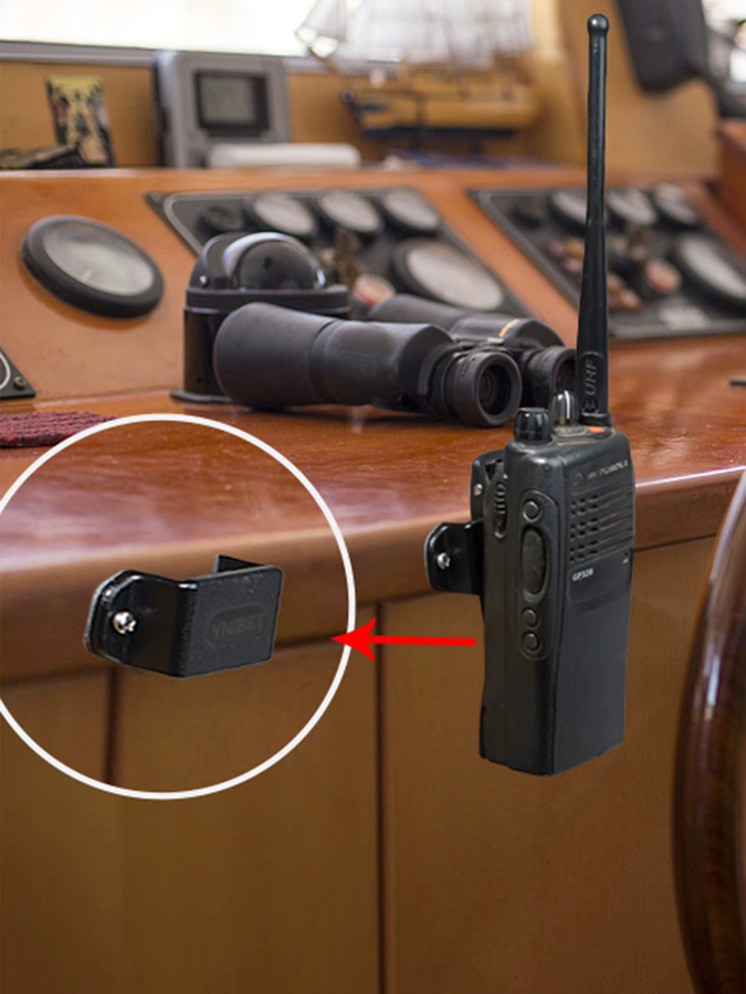 YNIBST Schraubenloch-Halterung für Funkgeräte und Walkie-Talkies in Schwarz für die feste Installation mit hinteren Clips - Bild 4