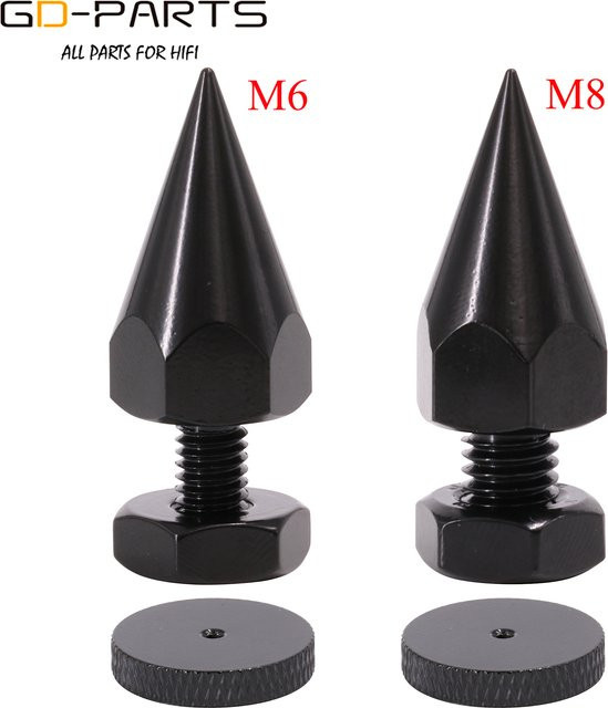 GD-PARTS Lautsprecher Spikes aus Eisen in Schwarz mit M6 oder M8 Gewinde zur Vibrationsdämpfung für Studio Monitore und Plattenspieler, Durchmesser: 40 mm - Bild 1