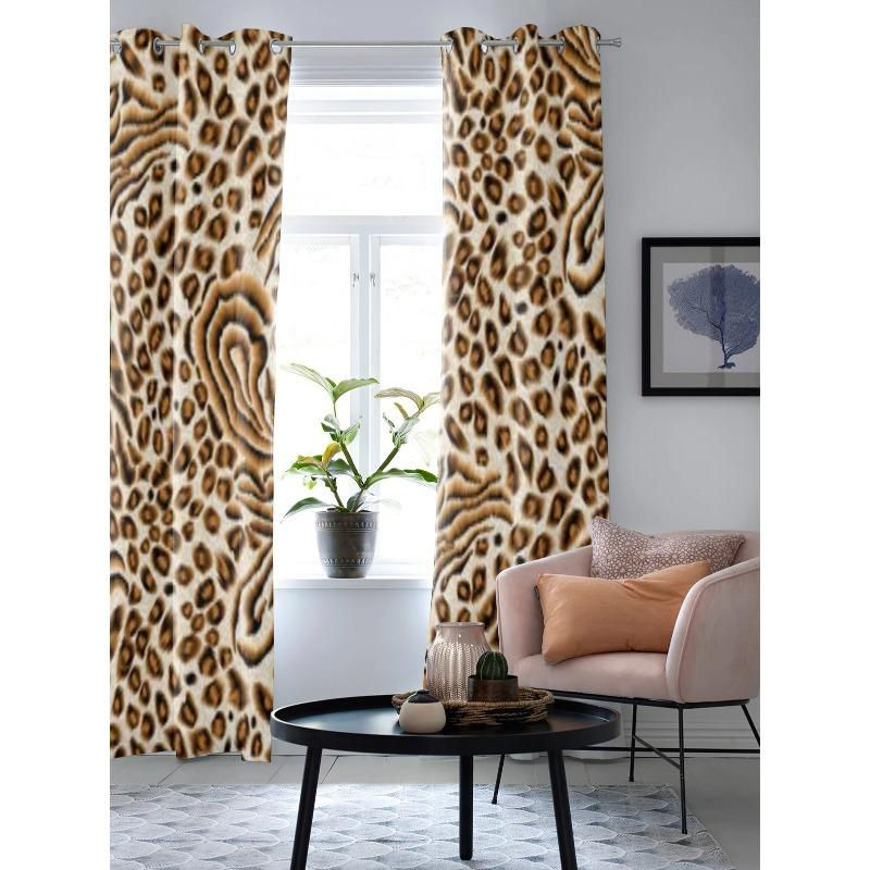 Super Six Vorhang mit abstraktem Tiger-Print, halbtransparent, mehrfarbig, Breite: 135 cm, Höhe: 60 cm - Bild 4
