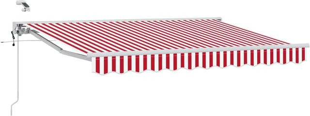 vidaXL Elektrische Ausziehbare Markise mit Semi-Cassette in Rot und Weiß, B: 350 cm, T: 250 cm - Bild 1