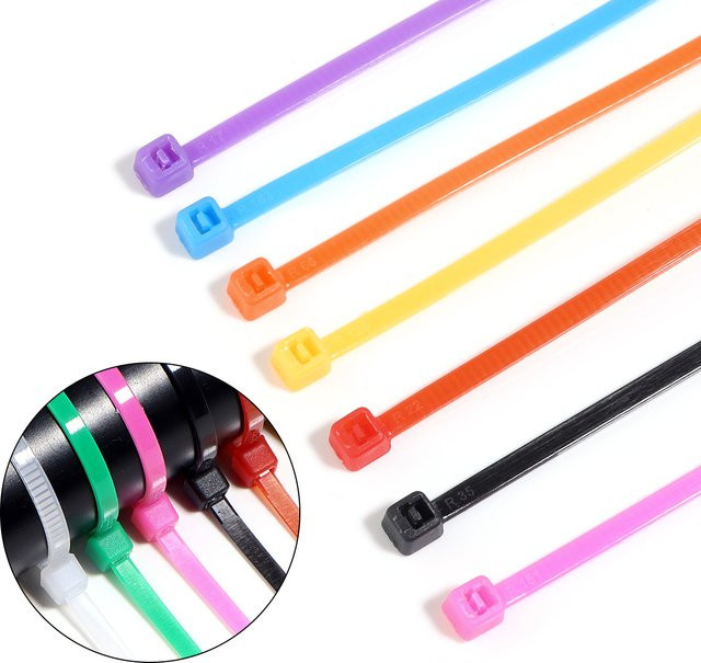 100 Stück selbstsichernde Nylon-Kabelbinder in Schwarz und Multicolour zur Kabelumreifung und Befestigung - Bild 1
