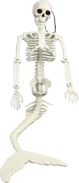 Lebensgroße Skelett-Meerjungfrau von mfySpace als realistische Halloween-Außendekoration in Weiß mit beweglichen Gelenken - Bild 1