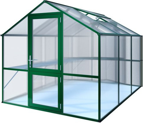 KGT Gewächshaus Rose mit Satteldach und Drehtür, Farbe Grün, 7,53 m², Aluminium und Polycarbonat - Bild 1