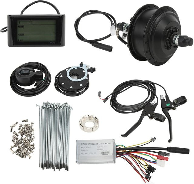 DIYelecs Elektrorad Umrüstsatz mit 250W Hinterradnabenmotor, 48V, 15A Controller und S900 LCD Panel in Schwarz für 28/29in 700C Räder - Bild 1