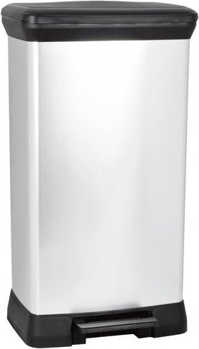 Curver Deco bin metalics Mülleimer mit Pedal, Silber und Schwarz, 50l, B/T/H: 39,0 x 29,0 x 72,0 cm - Bild 1