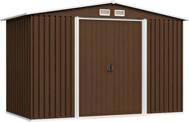 vidaXL Geräteschuppen aus verzinktem Stahl in Braun, B/T/H: 257 x 205 x 178 cm - Bild 1