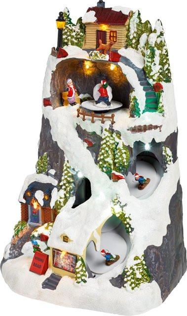 Beleuchtete OBI Weihnachtsdorf Figur Ski Landschaft in Mehrfarbig, Tischdeko für Advent und Weihnachten, Breite: 20,0 cm, Tiefe: 30,0 cm, Höhe: 18,0 cm - Bild 1