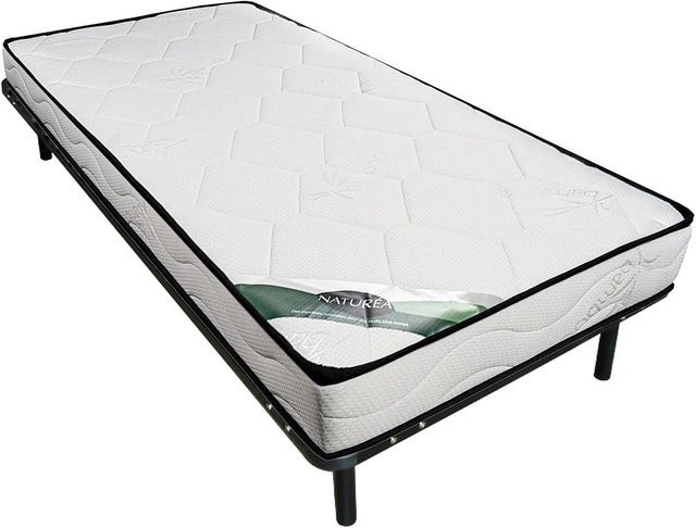 Vente-unique Matratze und Lattenrost Kanani in Schwarz mit Bambus-Elementen, B/T/H: 190 x 188 x 3,8 cm - Bild 1