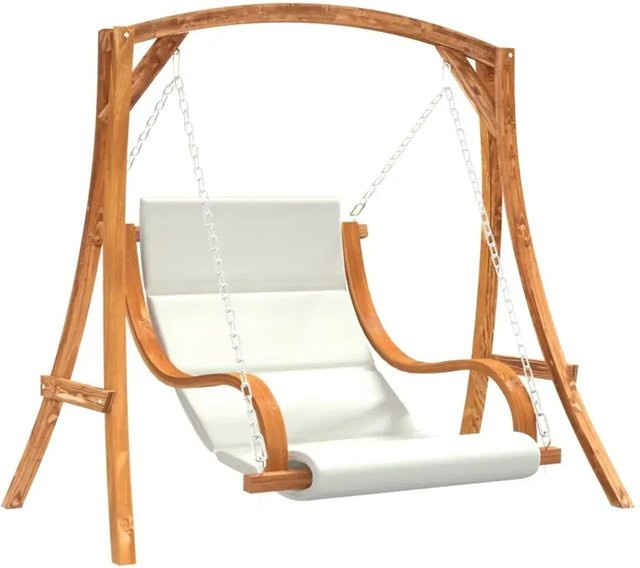 vidaXL Hollywoodschaukel aus Fichtenholz mit Teak-Finish und beigen Auflagen aus Polyester - Bild 1