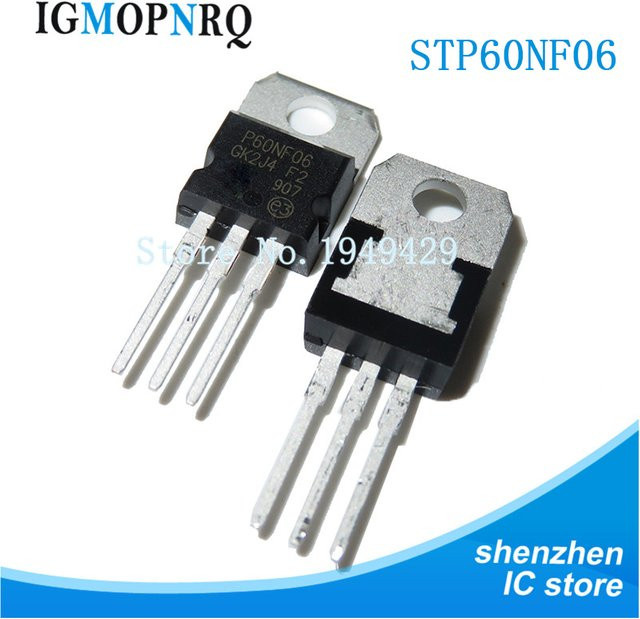10 Stück STP60NF06 N-Kanal MOSFET im TO-220 Gehäuse in Schwarz - Bild 1