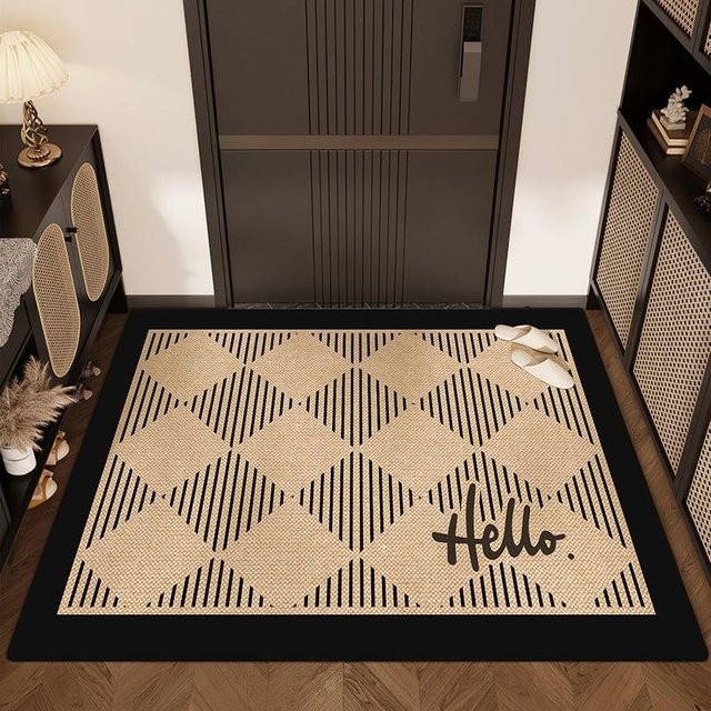 Moderner und schlichter Haustürteppich in Beige, rutschfeste und abriebfeste Staubmatte, B/B: 50 x 80 cm - Bild 1