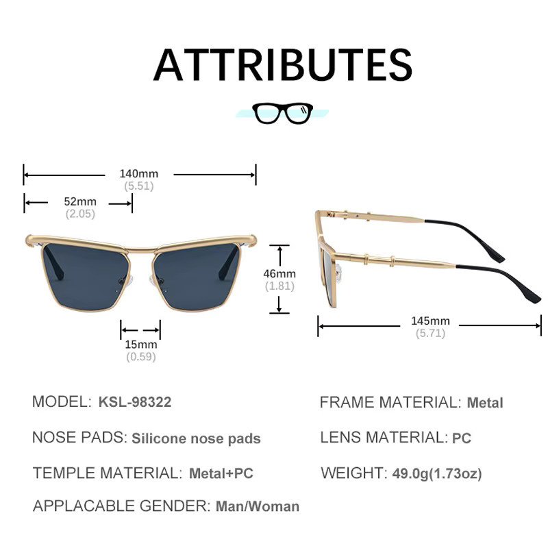 Kajila Sonnenbrille Cat-Eye, Metall, Vollrand, Gold, Damen - Bild 2