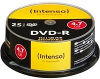 Intenso DVD-R Rohlinge Silver 4,7 GB 16x 25er Spindel - Bild 1