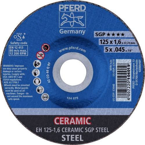 PFERD Trennscheibe EH 125-1,6 Ceramic SGP Steel gekröpft für Stahl, Blau, 25 Stück - Bild 1