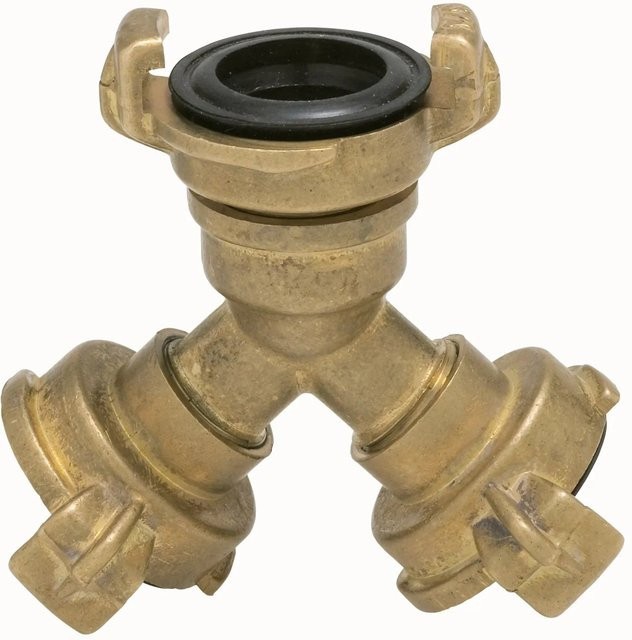 Gardena 2-Wege-Verteiler Messing mit 3/4 Zoll Schnellkupplung in Gold - Bild 2