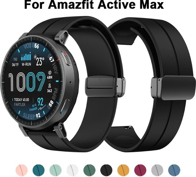 Amazfit Uhrenarmband Silikon, Magnetverschluss, 22 mm, Schwarz - Bild 1