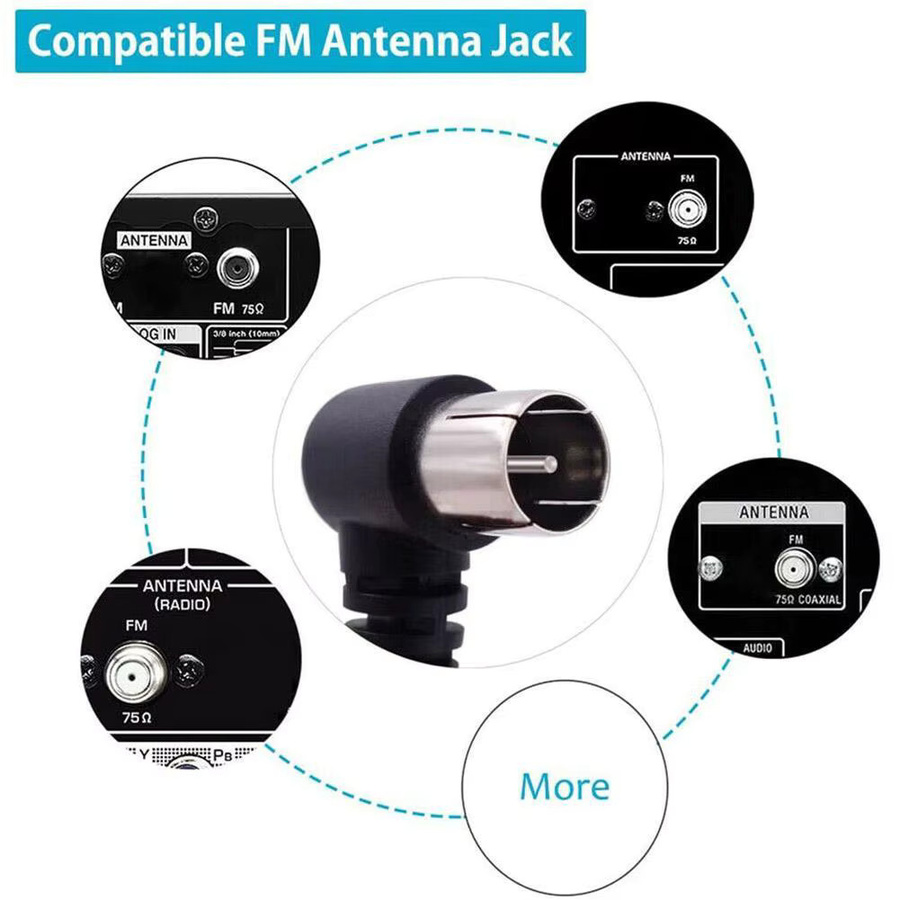 FM-Radio-Antenne als Dipol-Innenantenne mit 75 Ohm und RF-Koax-Adapter von PAL auf F-Buchse für HD-Antennenempfänger - Bild 3