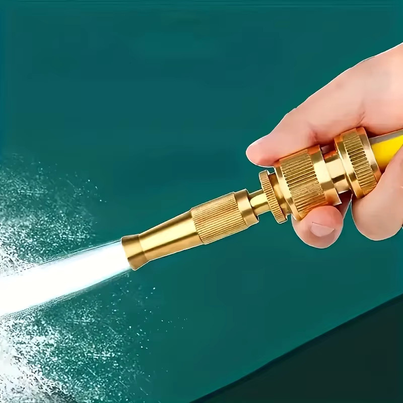 Inline-Spritzpistole aus Metall mit verstellbarem Ventil in Gold für die Gartenbewässerung und Autowäsche - Bild 2