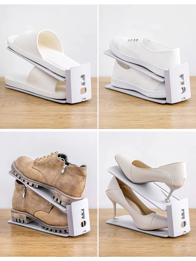 Platzsparendes Schuhregal als Schuh-Organizer, 2-lagig, verstellbar und erweiterbar für den Schrank - Bild 2