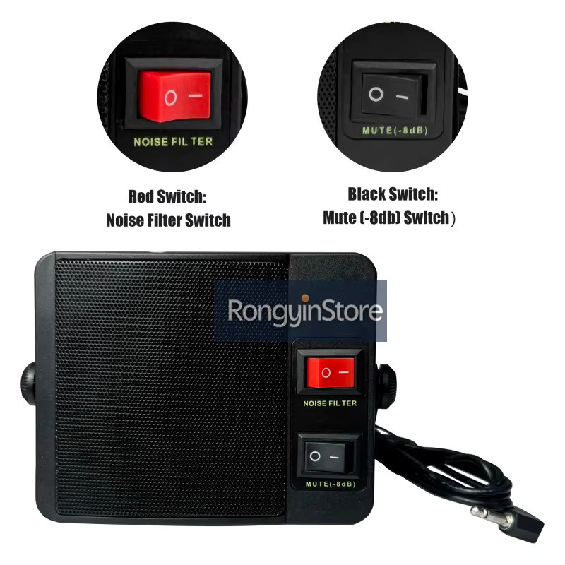 RONGYIN Diamant TS-750 Externer Lautsprecher mit 3,5 mm Klinkenanschluss in Schwarz für Walkie-Talkies und Funkgeräte - Bild 4