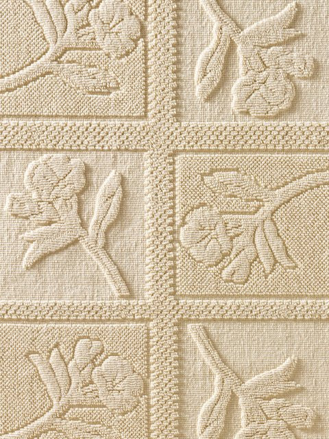 Tagesdecke von Pereira da Cunha in Beige aus 100% Baumwolle mit Jacquard-Webung und Fransen an 3 Seiten - Bild 1