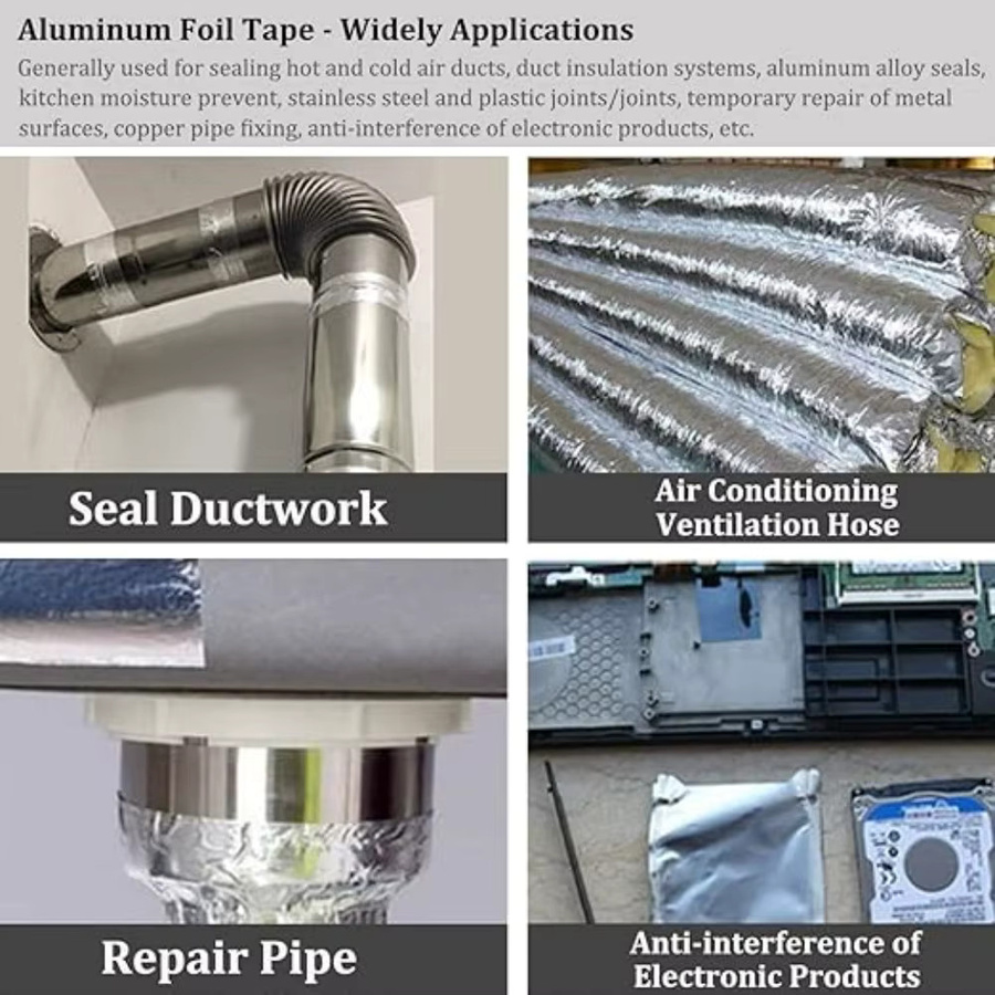 Hochtemperaturbeständiges Aluminiumfolienband in Silber, 20 m wasserdichtes Klebeband zur Abdichtung von Küchenspüle, Dunstabzugshaube und Rohrleitungen - Bild 2