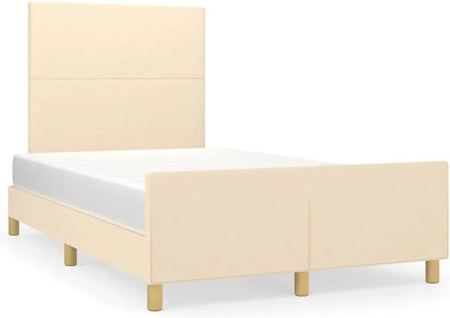 vidaXL Bettgestell mit Kopfteil aus Stoff in Beige, B/T/H: 120 x 200 x 126 cm - Bild 1