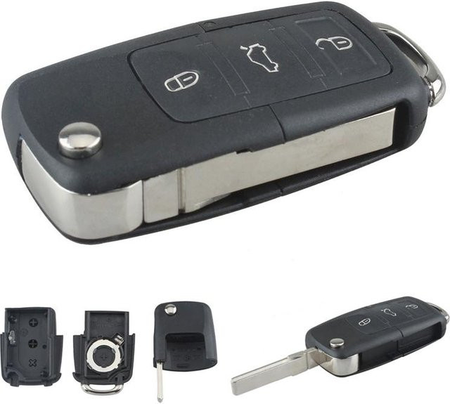 Elegant Living House Smart-Remote-Ersatzschlüsselgehäuse mit 3 Tasten in Schwarz und Grau, ungeschnittener Auto-Klappschlüssel ohne Chip - Bild 1