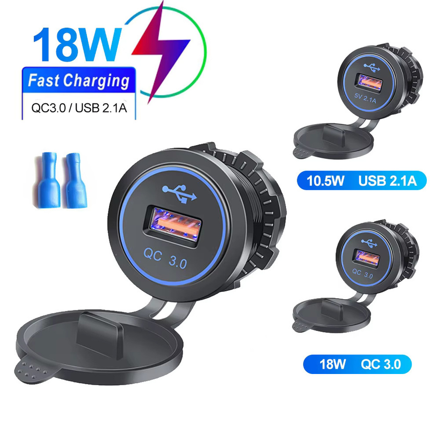 Kankeirr USB-C Autoladegerät mit QC3.0 Schnellladung, 18W USB-C Steckdose für Auto, LKW, Motorrad und Boot, Schwarz - Bild 2