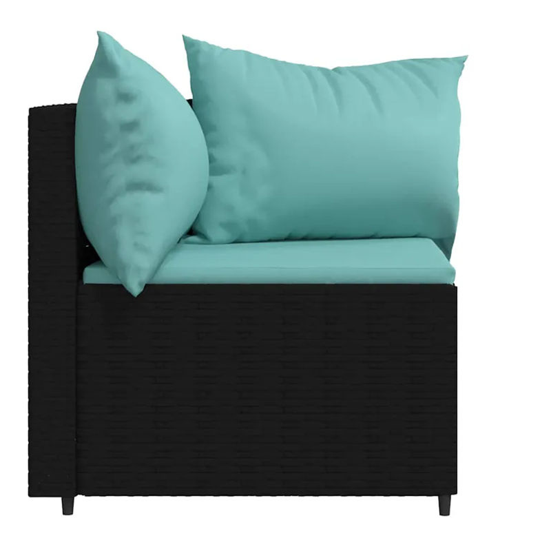 Vidaxl Ecksofa-Module aus Polyrattan mit Kissen, 2 Stück, Schwarz und Türkis, Modernes Design - Bild 6
