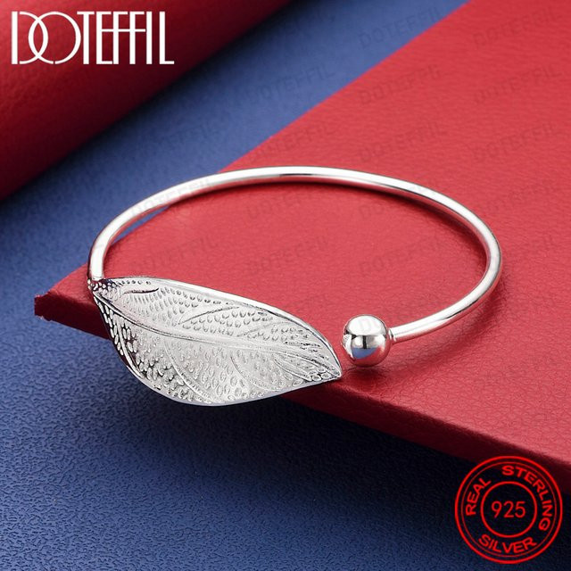 DOTEFFIL Armreif 925 Sterlingsilber, Blattperlen, Damen - Bild 1