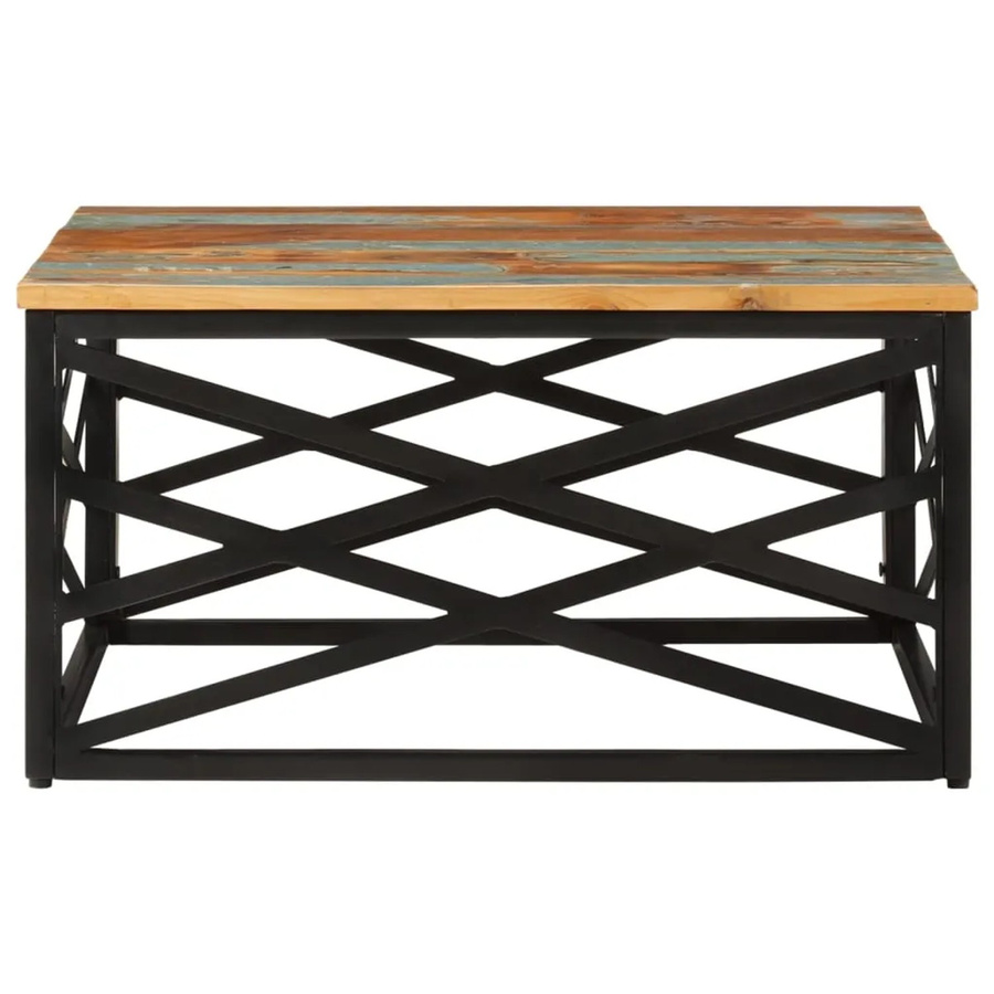 vidaXL Couchtisch aus Massivholz im Industrial Design, quadratisch, Braun, B/T/H: 68 x 68 x 35 cm - Bild 2