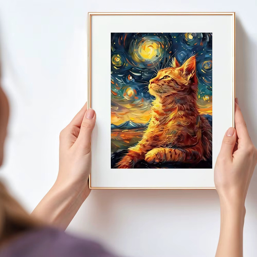 Huacan Diamantmalerei Sternenhimmel Katze, Diamantmosaik, Bastelset - Bild 3