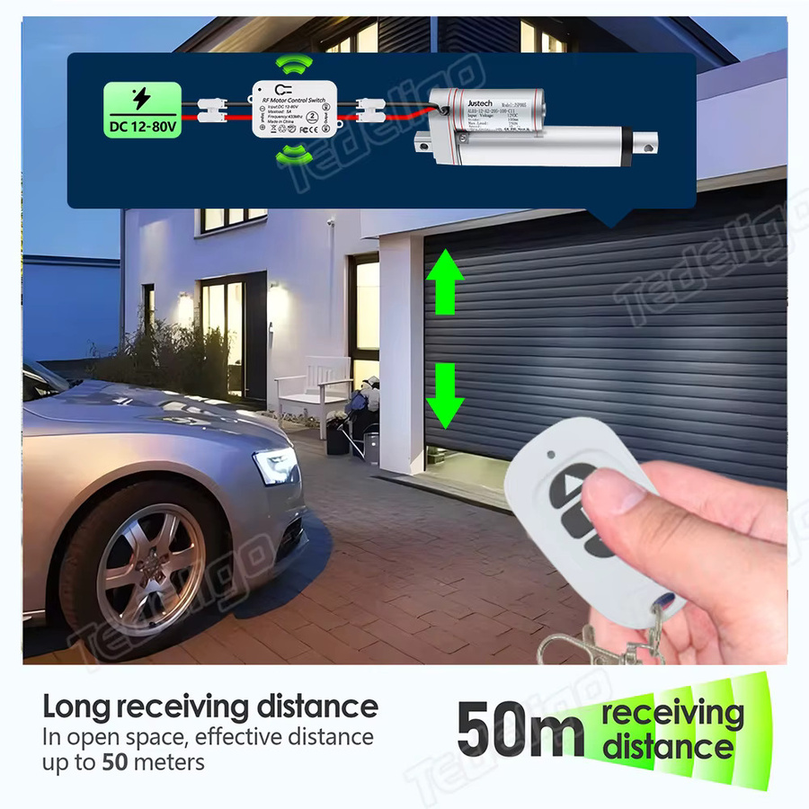 Tedeligo Wireless DC Motor Fernbedienung Schalter 433 MHz mit Sender und Empfänger für Garagentore und Vorhänge, Farbe: Weiß - Bild 4