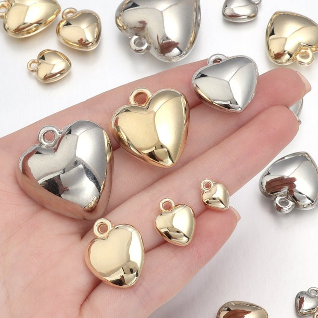 louleur Herz Charms Spacer Anhänger, Gold, Unisex - Bild 1