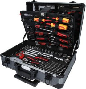 KS Tools Universal-Werkzeug-Satz 1/4 Zoll und 1/2 Zoll, 130-teilig, Chrome Vanadium, Schwarz-Rot - Bild 1