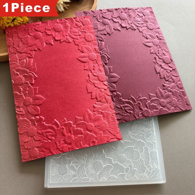 Scrapbook-Kunststoffordner mit Blumenprägung und 3D-Relief in Grün für deine DIY-Kartenherstellung - Bild 1