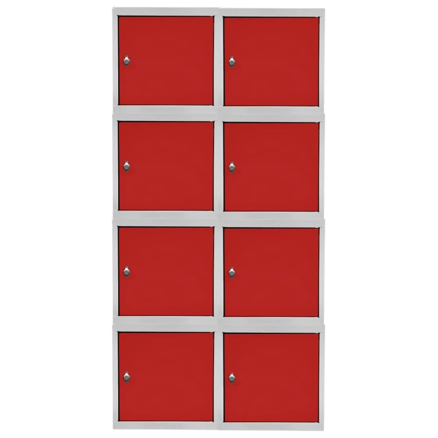 PROREGAL Blocky Schließfachwürfel Set mit 8 Einheiten und Drehriegelschloss für Vorhängeschlösser, Lichtgrau/Rot, B/T/H: 40 x 40 x 40 cm - Bild 2